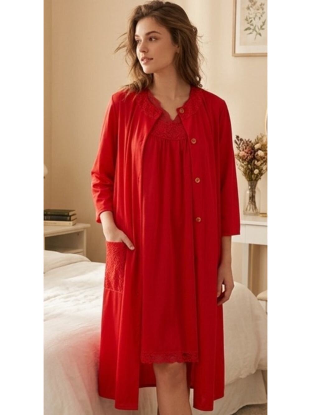 Vintage Texsheen Lingerie chemise and robe set